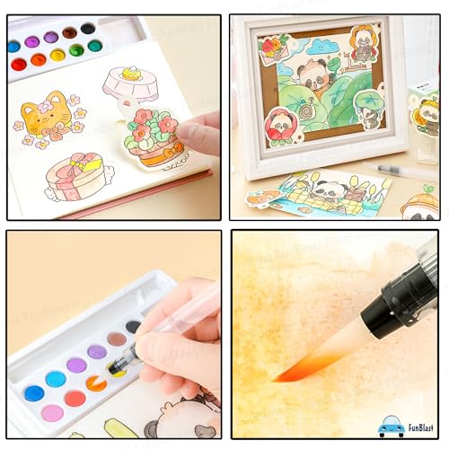 Image of FunBlast Watercolor Painting Book Set - DIY Graffiti Coloring Note-Book with Watercolor