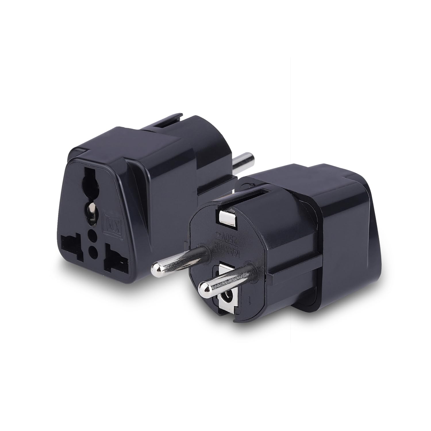MX India to Europe Travel Adapter Schuko Plug Type E/F European Plug Adapter Universal Socket for Europe Perfect for Laptop Camera Charger Pack of 2