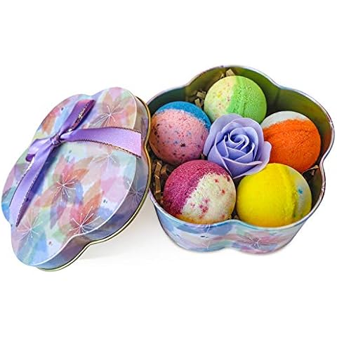 nagaliving 5+1 Bath Bombs Gift Set, 100% Handmade Pure Essential Oil Bath Bombs, Fizzy Spa for Moisturing Skin, Best Gift Choice for Woman, Kids, Birthday & Valentine's Day, Rose Cover