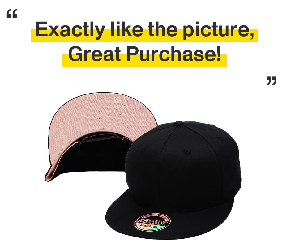 Image of KBETHOS Classic Snapback Hat Blank Cap Underbrim Cotton Wool Blend Flat Visor Adjustable Unisex