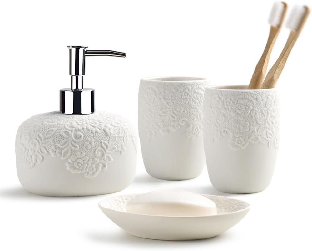 Ceramic Lotion Bottle Toothbrush Holder Cup Soap Box Toilet Storage Decoration