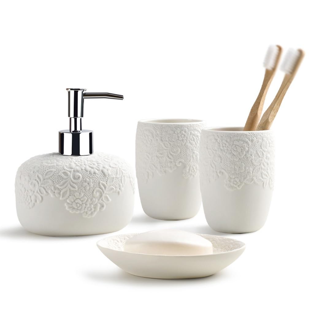Rangement des toilettes élégant avec accessoires de bain en céramique