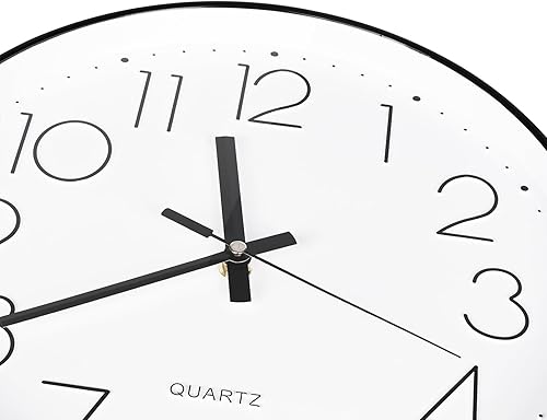 Miniatura 6 de Relojes de pared negros pequeños de 8 pulgadas, silenciosos, sin tictac, funciona con pilas, para dormitorio, baño, cocina, oficina