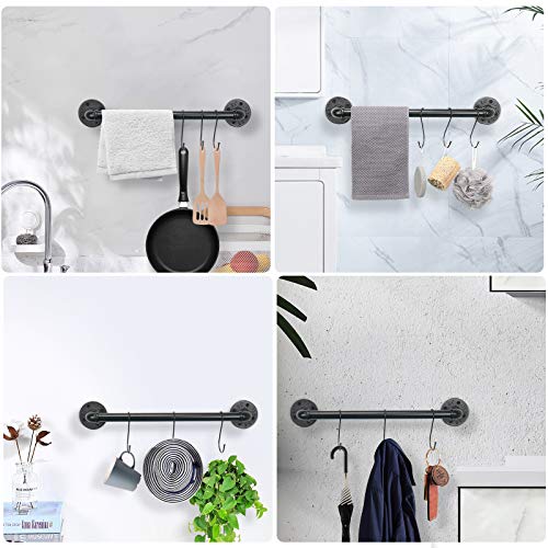 Jeasor Industrial Pipe Towel Rack Towel Bar, Heavy Duty Wall Mounted Rustic Farmhouse Bath Towel Holder For Bathroom (Black, 16 Inch) #TOP2