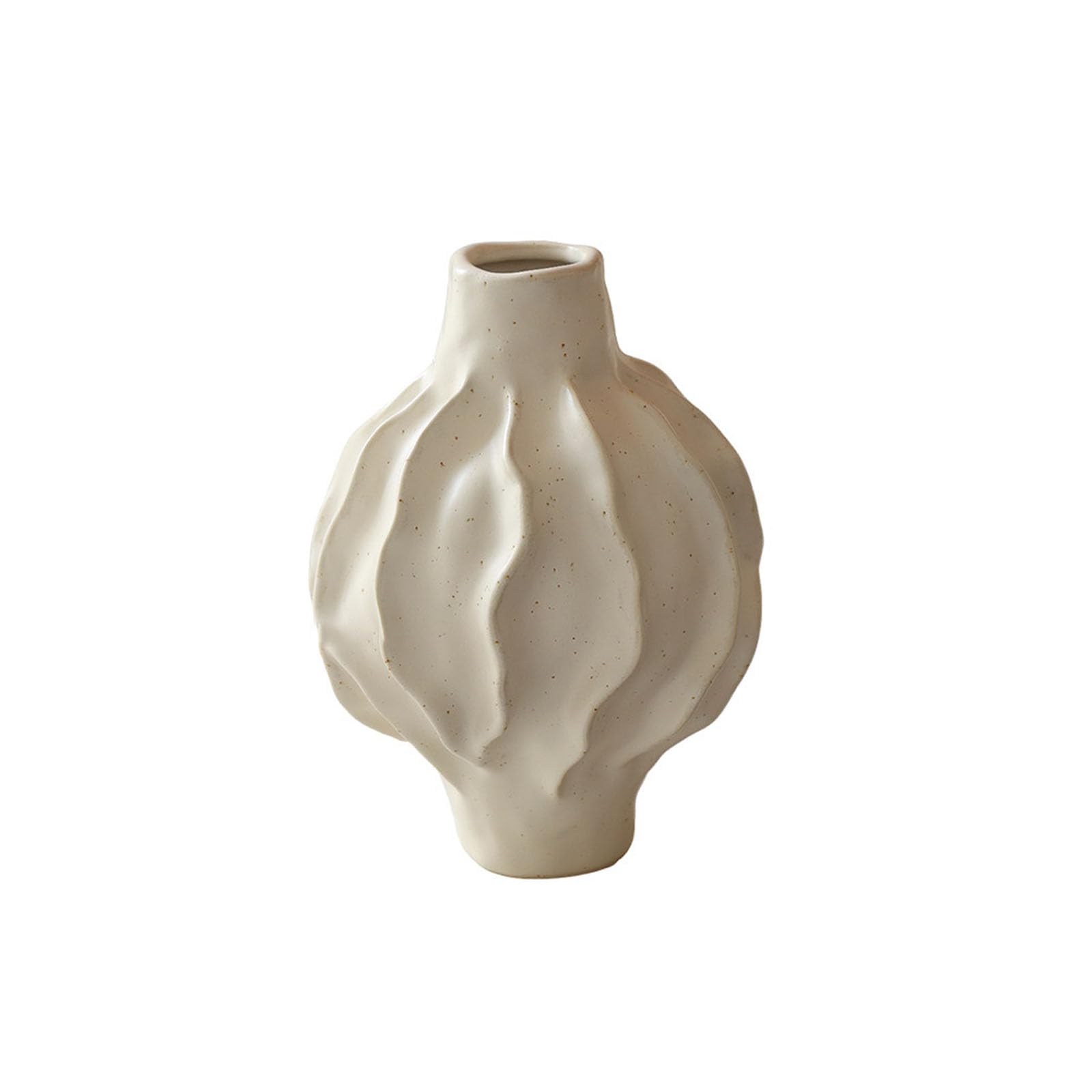 Nzzkoides White A Irregular White Ceramic Vase, Creative Simple Vase, Decoration For Living Room, Bedroom, Study Room, Shelf, Hotel, Farmhouse(Size:13 * 13 * 20Cm,Color:white A)