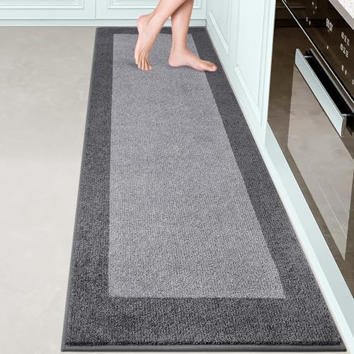 Image of Machine Washable Kitchen Rug 24 inch x 84 inch, Non Slip Kitchen Mat for Floor, Absorbent Entrance Runner Rug for Bedroom, Hallway, Bathroom, Door (Roll Packing)