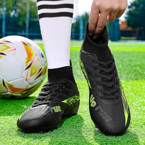 Image of Soccer Cleats for Mens Womens High Tops Lace Up Unisex Football Shoes Indoor Turf Soccer Shoe