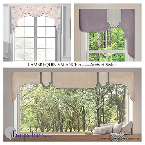 Lambrequin, Cornice Valance Kit, Includes Arched, Scalloped, Straight & Ornate Styles, All Window Sizes, Reusable, Pattern, DIY Home Decor, Living Room, Bedroom, Kitchen