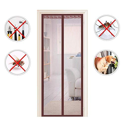 Preisvergleich Produktbild Magnet Fliegengitter TürvorhangInsekten FernhaltenMagnetische Dichtungsschnappverschlüsse Von Oben Nach Unten Schließen AutomatischEinfach Zu Installieren,Braun-180 X 270 cm(70 X 106 zoll)