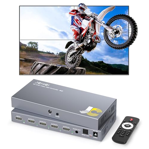 JCHICI Controlador de Videowall Hdmi 2X2, Tela Hd 4K X 2K, Rotação de 180 Graus, 8 Modos de Junção (2X2, 1X2, 1X3, 1X4, 2X1, 3X1, 4X1), Entrada 4K E Saída 1080P, Dispositivo para Streaming de Vídeo