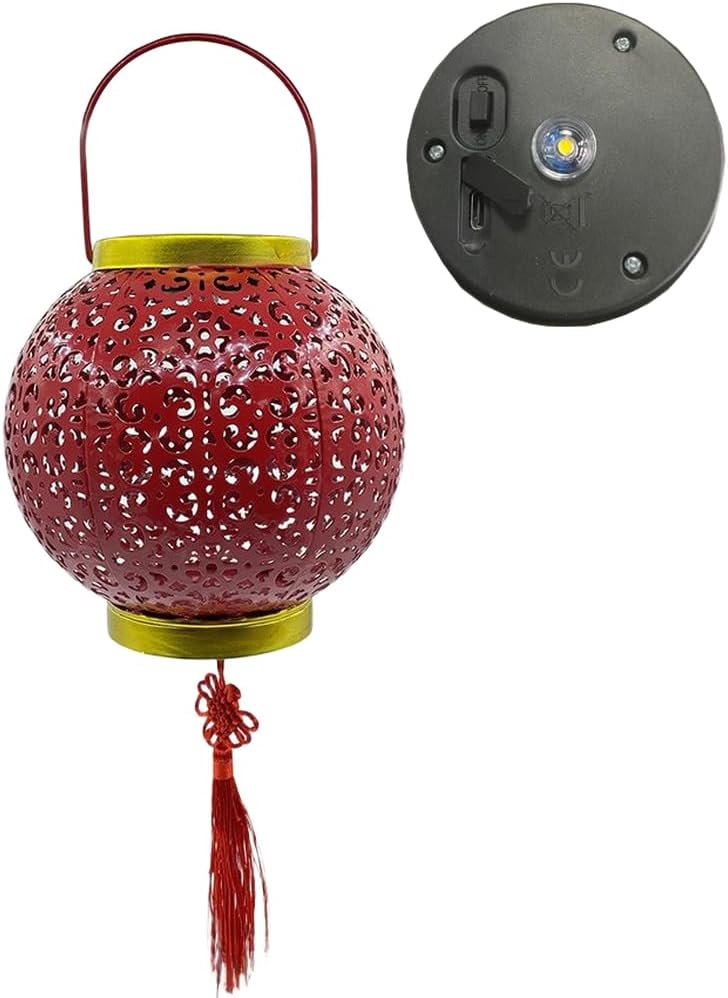 Solar Powered Outdoor Hanging Lantern Crafted From Iron For Garden And Courtyard Decoration With Waterproof And Features(With USB Port)