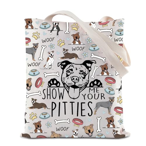 Pitbull Tote Bag Show Me Your Pitties Borsa per la spesa riutilizzabile Borsa per la spesa Pitbull Dog Lovers Regalo Pitbull Mom Borsa a tracolla, Borsa Pitties, 35*40cm