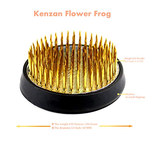Svy Japanese Kenzan Ikebana Flower Arranger, Kenzan Flower Frog With Needle Calibrator And Cleaning Brush (2.4") #TOP1
