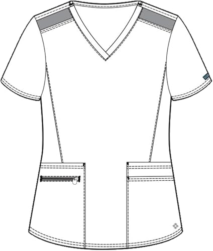 Vista 5 de Med Couture Camiseta médica para mujer, cuello en V con 4 bolsillos, ultra suave, elástica en 2 direcciones y tela sin arrugas - MC7468