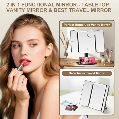Espejo de maquillaje Mocado con luces y aumento ajustable miniatura 3