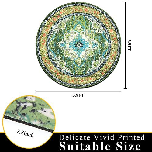 Vaukki Vintage 4 Ft Round Desk Chair Mat, Non Slip Desk Floor Mat For Hardwood Floor, Waterproof Office Floor Mat Chair Floor Protector For Rolling Chair, Green #TOP6