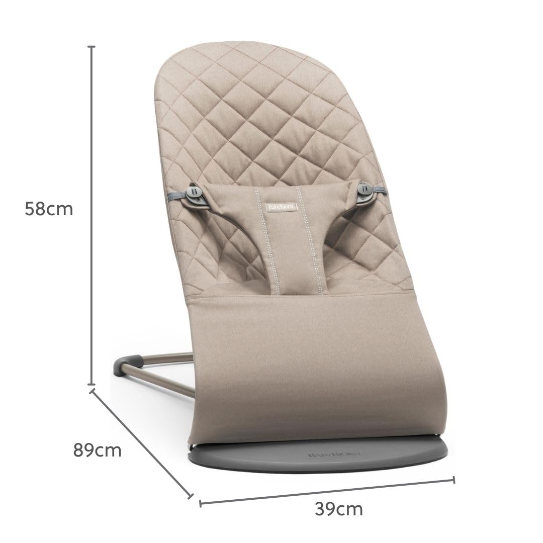 BabyBjörn Babywippe Bliss, Gewebt, Klassische Steppung, Sandgrau