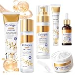 Collagen Skin Care Set, Anti Aging Skincare Set for Face, Shrink Pores, Hydrate & Firm Skin, 6 Pcs Individually Packaged Skincare Kits for Women with Cleanser, Toner, Lotion, Serum, Cream, Eye Cream.