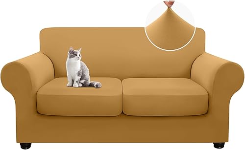 Miniatura 13 de hyha Fundas de sofá de 4 piezas para sofá de 3 cojines, fundas de sofá suaves y lavables, fundas de sofá elásticas para perros, protector de muebles