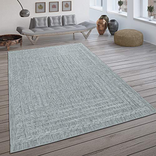 Paco Home Alfombra Interior Exterior Tejido Plano Escandinava Efecto Sisal Gris Claro, tamaño:80x150 cm
