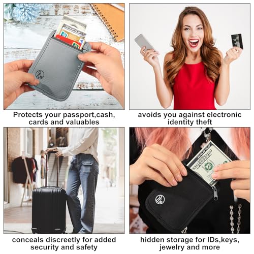 Paterr 2 Pcs Rfid Protected Stash Pouch Clip on Anti Theft Belt Wallet Travel Money purse Minimalist Keychain Organizer Pouches Bra Wallet Undergarment for ID Cards Cash Women Men3