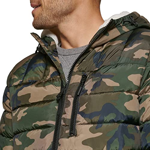 Levi's Men's Quilted Puffer with Sherpa Lined Hood4