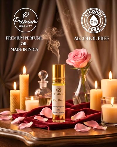 Image of Red Rosee Attar Roll-On Perfume Oil 8 ml | Alcohol Free | Long Lasting Rich Fragrance | Men & Women | Pocket Size Travel Friendly Roll On | Daily Wear