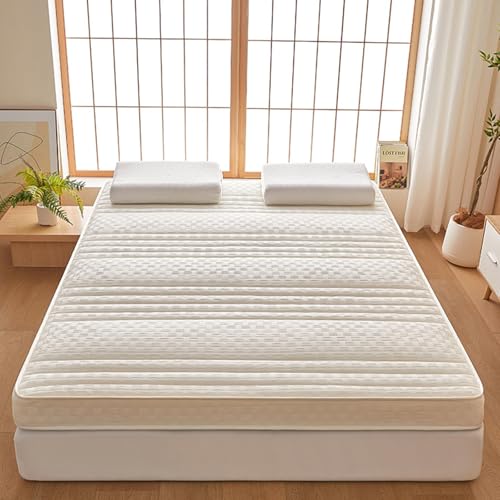 Peiaw Colchón Plegable y Enrollable en Algodón Tejido con Malla Respirante,Diseño de Dobladillo para Mayor Durabilidad para Habitación de Huéspedes,Camping y Uso Diario(8cm,1.5x1.9m)