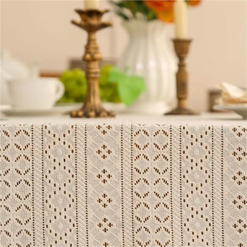 Nappe en dentelle rectangulaire 140 x 220 cm pour table basse