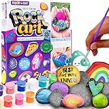 Made By Me Rock Art Kit, Rock Painting Arts and Crafts Kit, Includes 3 Pounds of Rocks and 12 Paints, Great Summer Activity or Birthday Party Fun, Perfect Outside Craft Idea for Kids Ages 6, 7, 8, 9