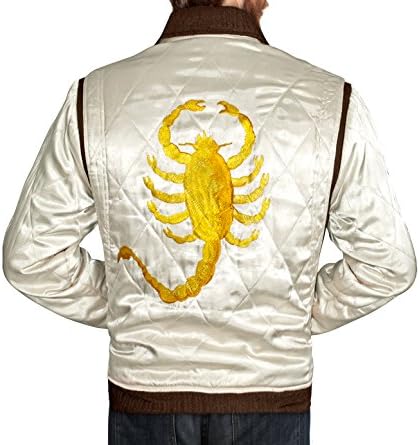 Men's Drive Jacket with Golden Scorpion - Ryan Gosling Famous Scorpion Jacket for Drive Lovers