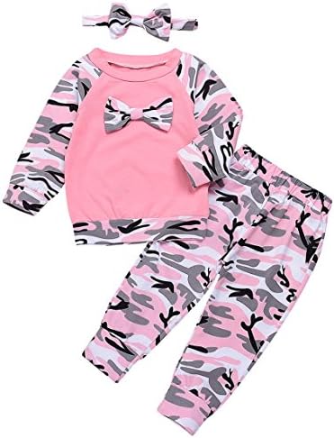 Happy Kido Toddler Baby Boys Girls Clothes Camouflage Outfit Long Sleeve Sweatsuit +Pants Set with Headband