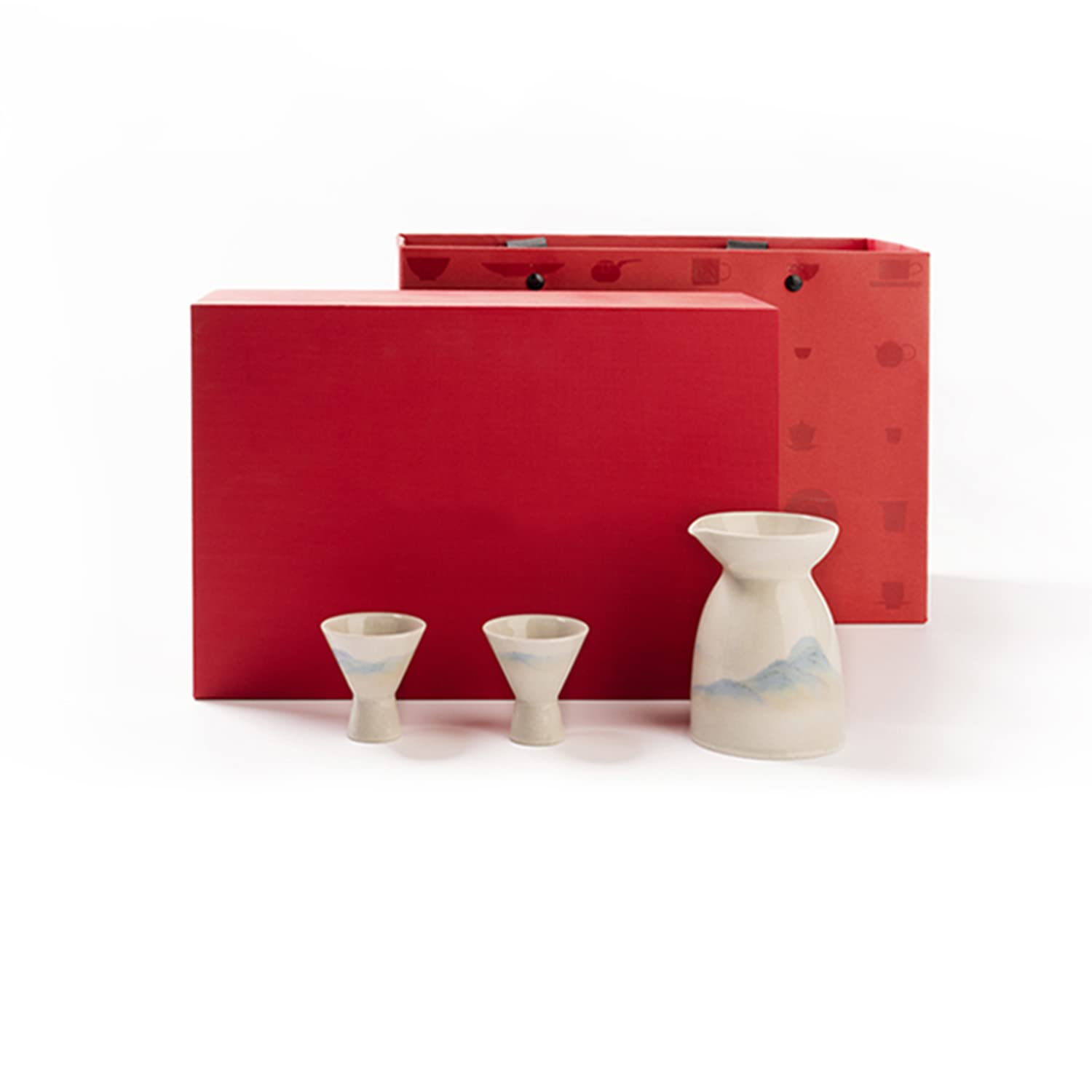 Tasse à saké et bouteille au motif paysage chinois pour vos repas