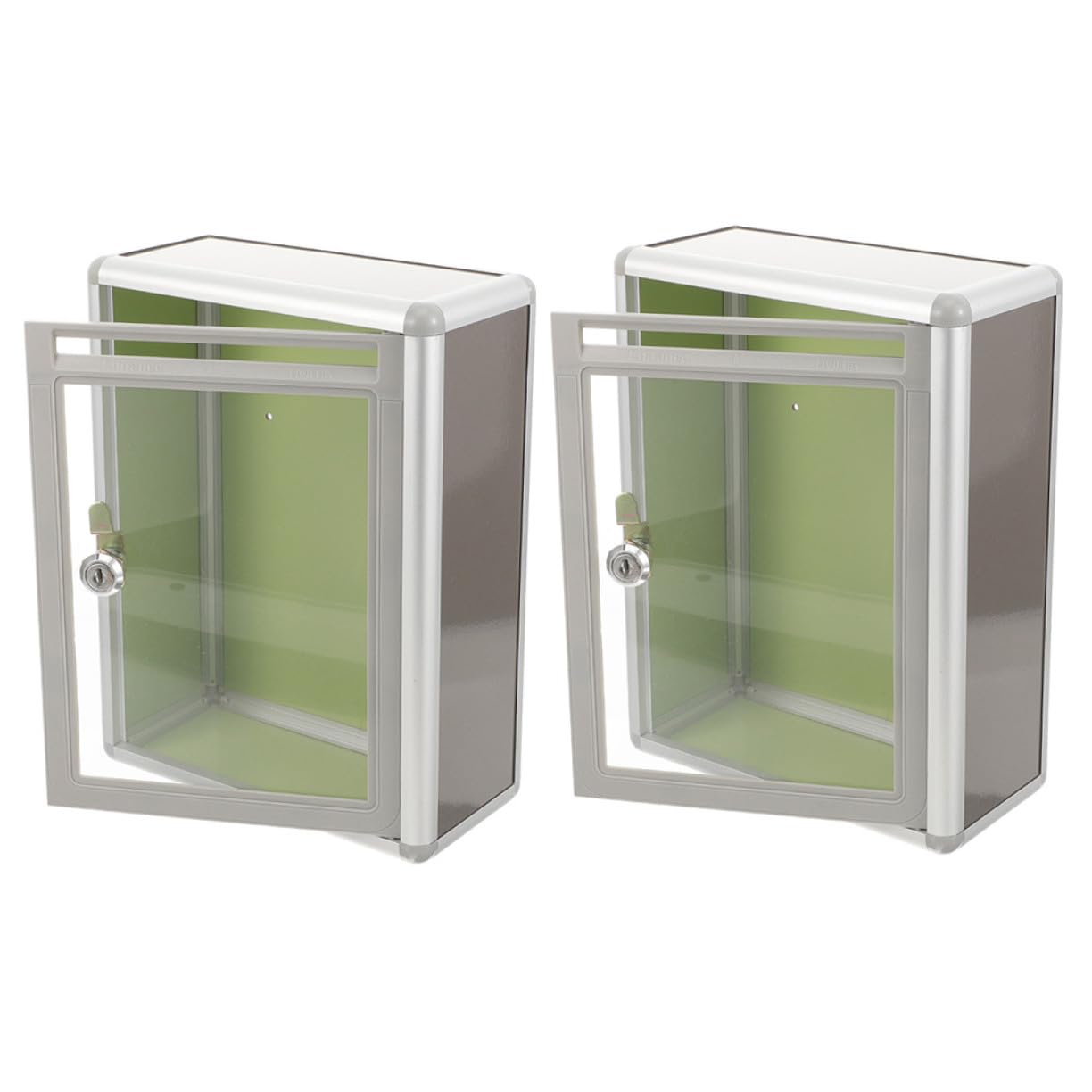 Buzón de Pared con Cerradura Transparente de Aluminio, 2 Unidades | Acrílico, Superficie Lisa, para Oficina y Exterior, Formato Compacto, Incluye Cierre de Seguridad