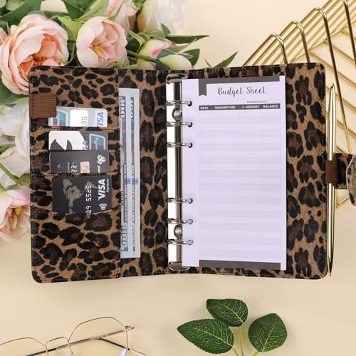 Image of SKYDUE A6 Budget Binder with Zipper Envelopes, Money Organizer for Cash with 12Pcs Expense Budget Sheet & 24Pcs Stickers, Cash Envelopes for Budgeting and Saving