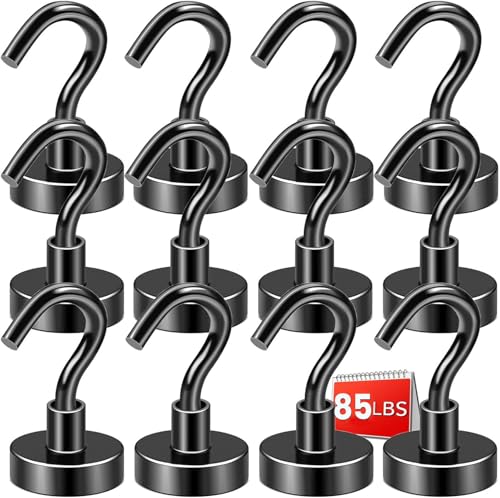 Image of DIYMAG Magnetic Hooks,85lbs Heavy Duty Magnets with Hook Black 12 Pack | Rare Earth N52 2026 Cruise Cabin Ship Essentials for Fridge Hanging Classroom Beach Vacation Kitchen Grills Home Must Have