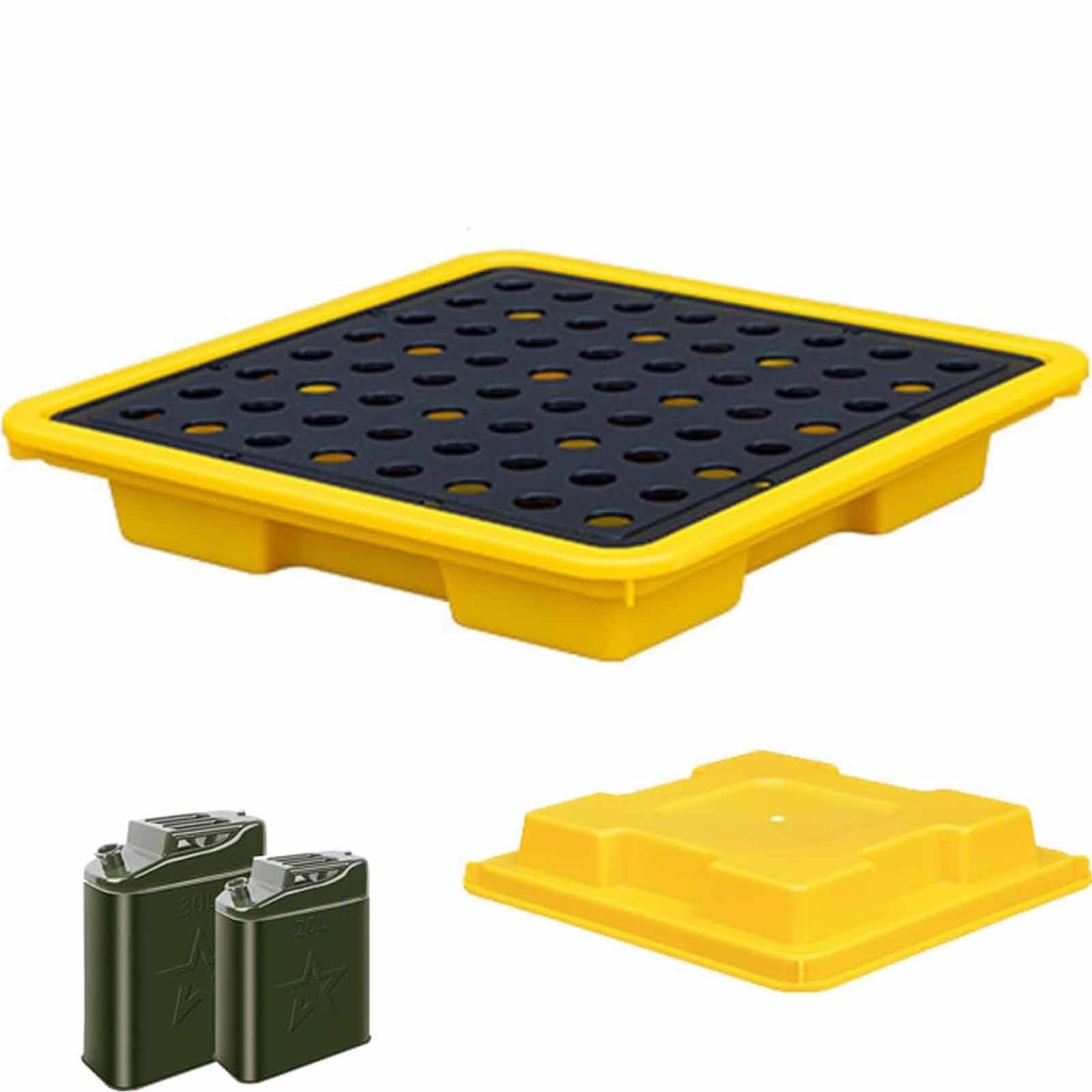 Plateau de confinement empilable avec drain, plate-forme anti-fuite pour fûts de pétrole et barils de produits chimiques, idéal pour les entrepôts
