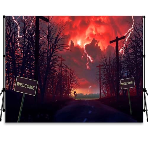 Fondo fotográfico 8x6 ft con diseño Halloween rojo miniatura 1