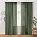 MIULEE Olive Green Linen Curtains 84 Inches Long 2 Panels for Bedroom Living Room, Back Tab & Pleat Tape with Hooks Soft Thick Linen Textured Window Drapes Semi Sheer Light Filtering Farmhouse Decor