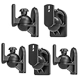 WALI Speaker Wall Mount Brackets Multiple Adjustments for Bookshelf, Surround Sound Speakers, Hold Up to 7.lbs, (SWM602), 6 Packs, Black