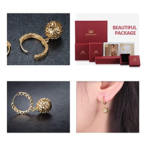 Solid 18K Gold Earrings Dangle For Women Real Gold, Dainty Earrings Tiny With Hollow Ball Gift For Girls Lover, Pure Gold With Certificate Fine Bride Jewelry For Wedding Prom Party #TOP4