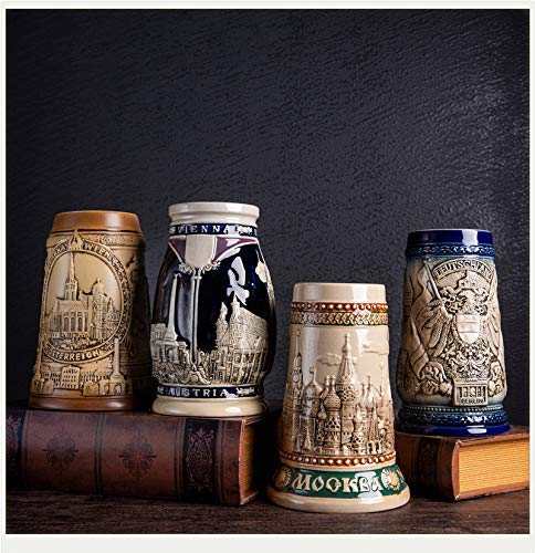 Boccale di Birra Tedesca Pietra in Rilievo, Boccale da Bere Regali Fatti a Mano, Statua Scultura Boccale di Birra per Ufficio in Casa H 15x19cm(6x7inch)