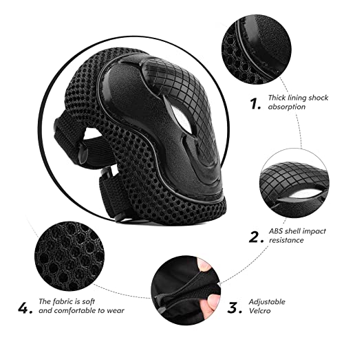 ValueTalks Knieschoner Kinder Schoner Inliner Kinder 6er Set Kinder Schützer Ellenbogenschoner für Inliner Skates Scooter Fahrrad Rollschuhe