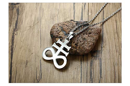 Blowin Silver Stainless Steel Church of Satan Satanic Leviathan Religions Cross Pendant Necklace, 22 Inch Chain3
