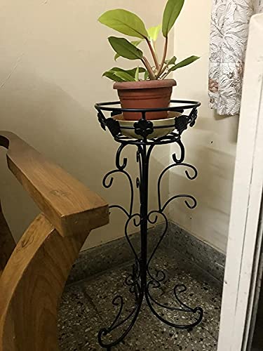 Image of MetalTouch Elegant Plant Stand vase Type Flower Pot Stand for Balcony Living Room Outdoor Indoor Plants Plant Holder Home Decor Item-60 cm (Black Single Pot)
