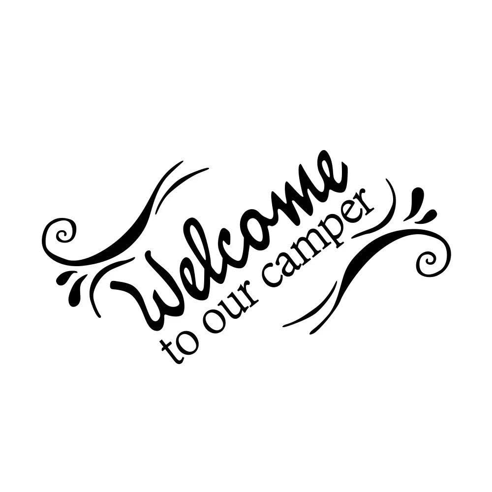 Car Sticker Graphcis Welcome to Our Camper Decor Decal(Glossy Black)