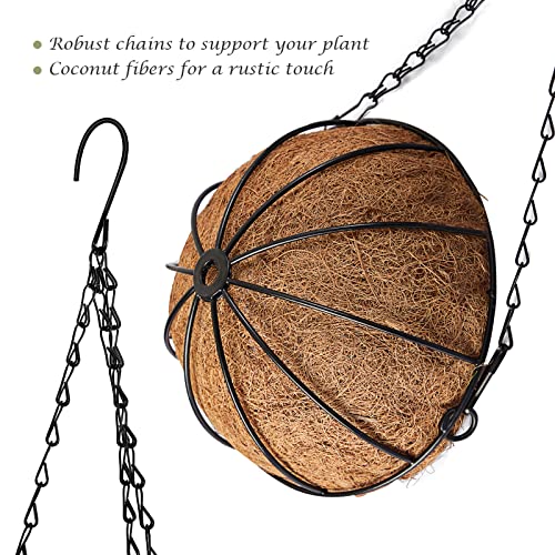 Velener Fully Assembled 16" Silk Red Rose Artificial Flower Vine Hanging Plant, Hanging Flowers In Coconut Lining Hanging Basket Plant Pot For Plants Indoor Outdoor Balcony Garden Patio Decor Porch #TOP3