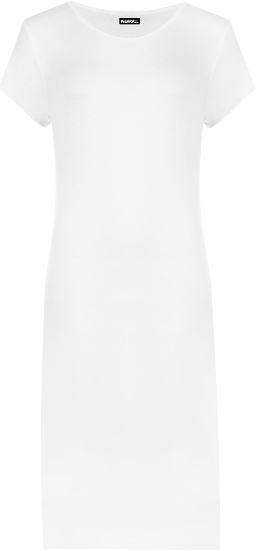 WearAll Womens Plus Size Plain Short Sleeve Stretch Ladies Jersey Midi Dress - White - 24/26