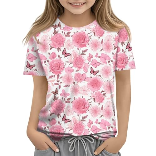 Cute Shirts for Teens Girls Summer Short Sleeve Crew Neck Top Kids Raglan Tshirts Graphic Preppy Outfits