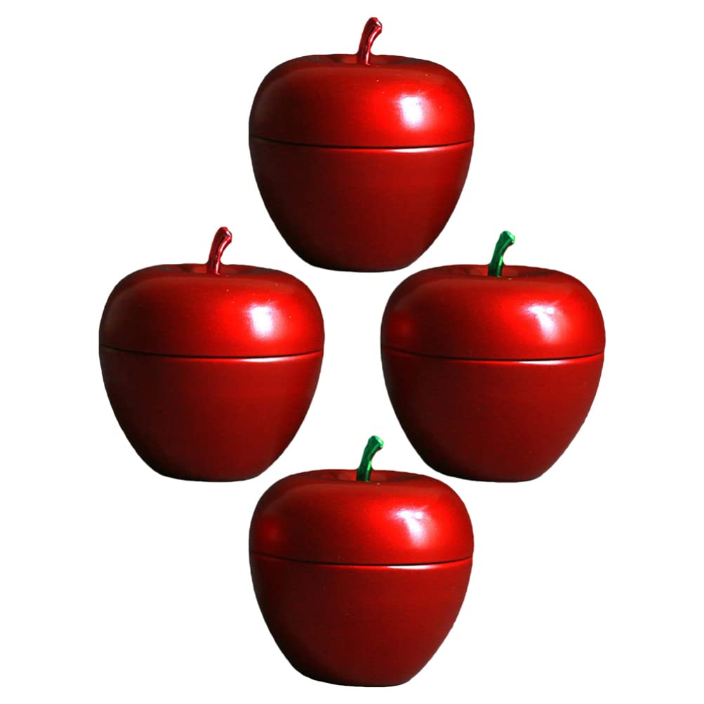 Toyvian 4pcs Metal Tea Canister Apple Shaped Tinplate Candy Box Coffee Tin Honey Jar Flour Jar Cookie Candy Jar Food Container Dispenser for Sugar Tea Coffee Canister Jar (Random Colors)